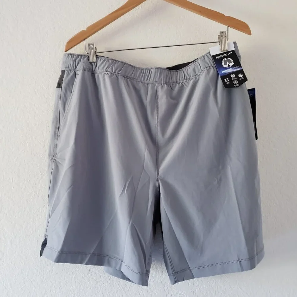 NWT - Speedo Gray Board Short Tech Volley W/Hydroliner - Size XL (36/38)